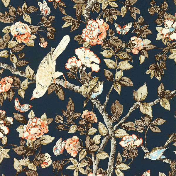 Caverley-wallpaper-Sanderson-Indigo Blue/Rowan Berry-Roll-217037-Selected Wallpapers