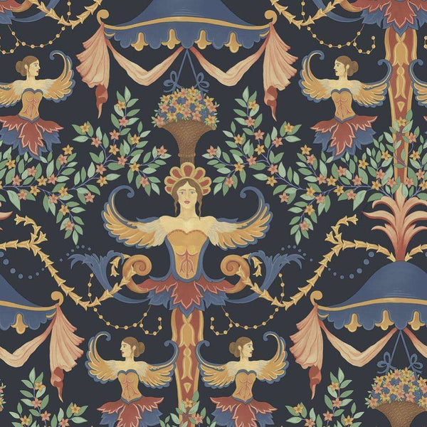 Chamber Angels-behang-Cole & Son-Denim, Red & Marigold-Rol-118/12027-Selected Wallpapers
