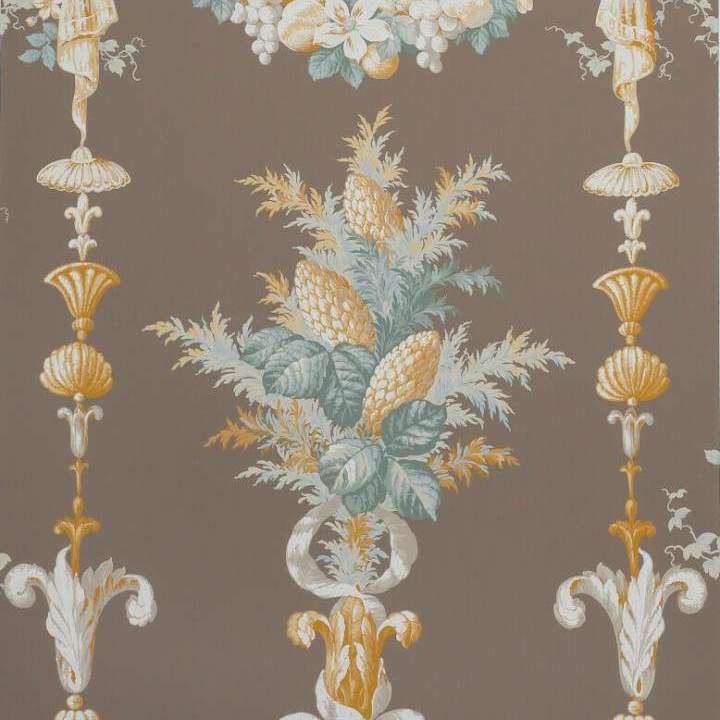 Chateaubriand papel pintado en Aqua Taupe de Boussac