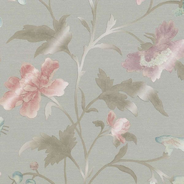 China Rose-behang-Little Greene-French Grey Lustre-Rol-0247FRENC-Selected Wallpapers