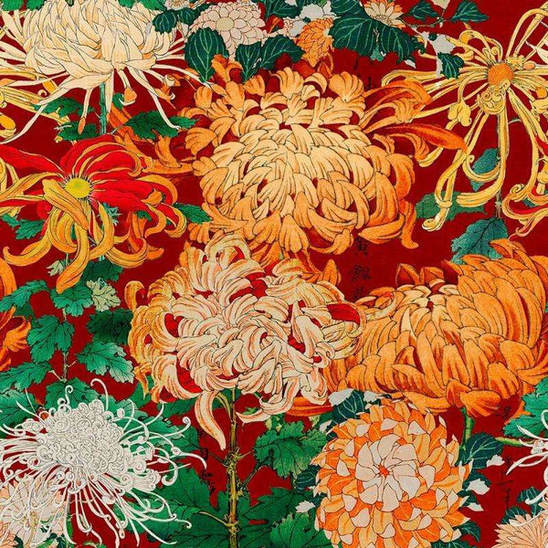 Chrysantemums-behang-Mind the Gap-Multicolor-300 cm (standaard)-WP20320-Selected Wallpapers
