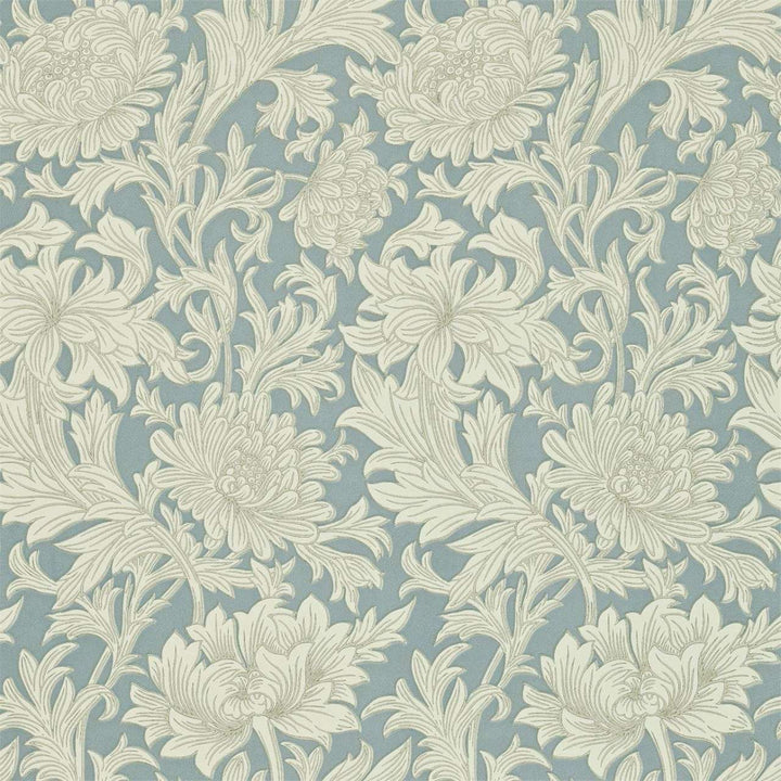 Chrysanthemum Toile-behang-Tapete-Morris & Co-Blue/Creme-Rol-210415-Selected Wallpapers