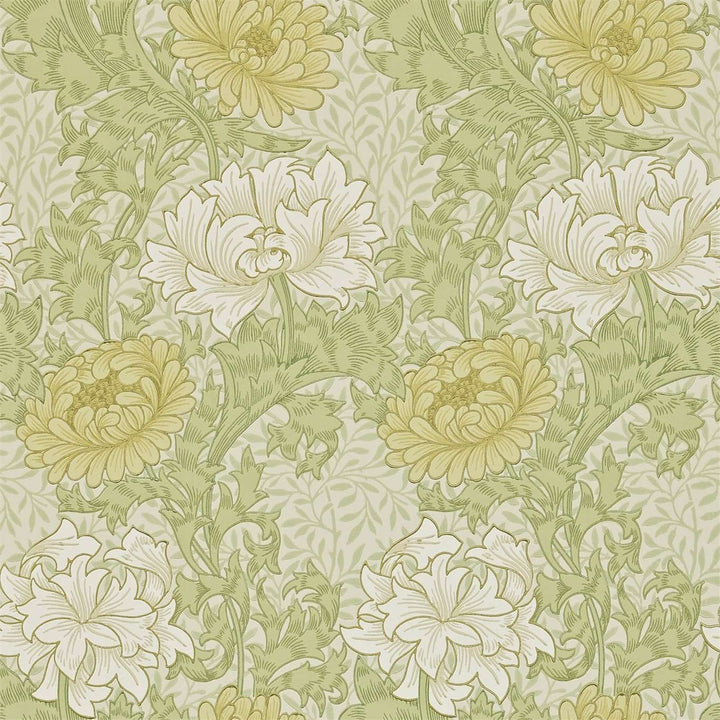 Chrysanthemum-behang-Tapete-Morris & Co-Pale Olive-Rol-212545-Selected Wallpapers