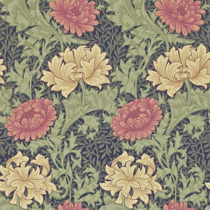 Chrysanthemum-behang-Tapete-Morris & Co-Indigo-Rol-212549-Selected Wallpapers