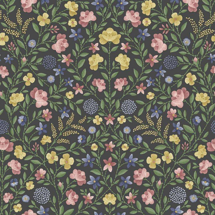 Court Embroidery-behang-Tapete-Cole & Son-Yellow, Rose & Hyacinth Blue-Rol-118/13030-Selected Wallpapers