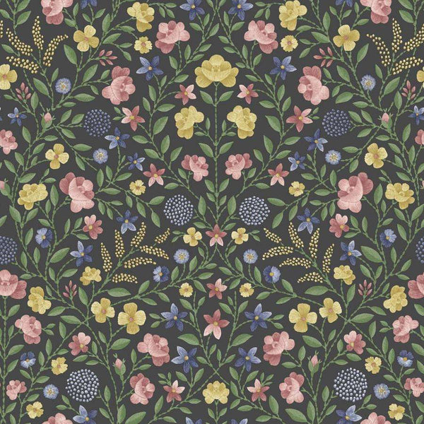 Court Embroidery-behang-Cole & Son-Yellow, Rose & Hyacinth Blue-Rol-118/13030-Selected Wallpapers