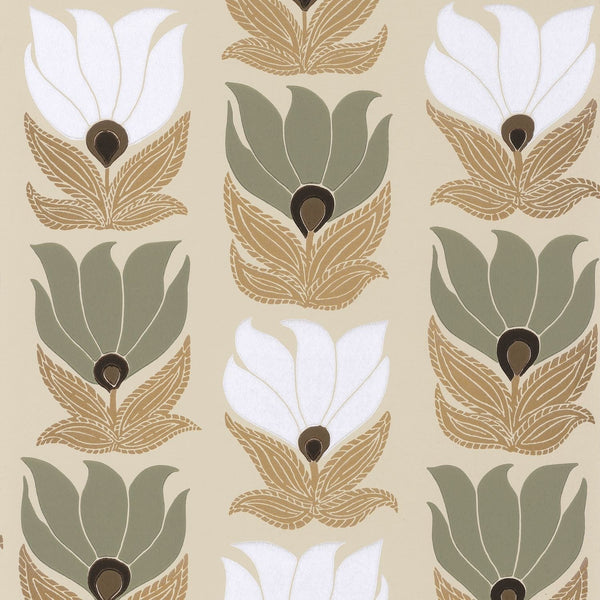 Dauphine-Wallpaper-Casamance-Grege/Vert Argile-Roll-75690712-Selected Wallpapers