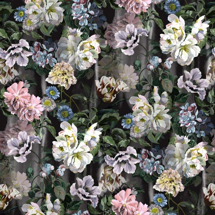 Delft Flower Grande-behang-Tapete-Designers Guild-Graphite-Set-PDG1038/01-Selected Wallpapers