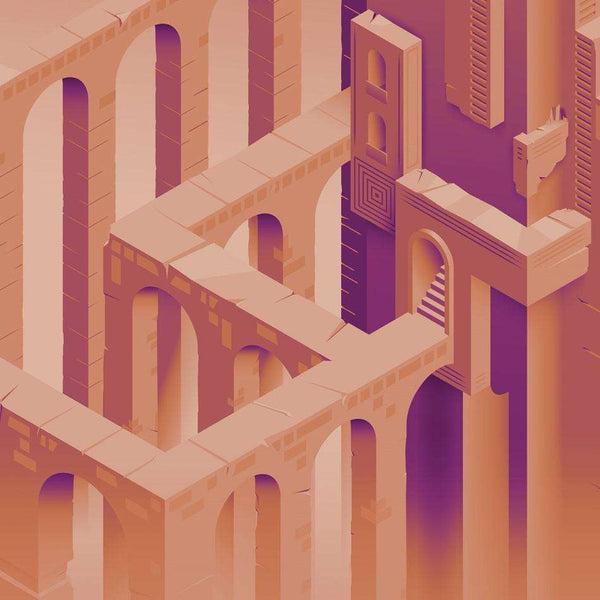 Digi-Maze-behang-Inkiostro Bianco-Orange-Vinyl 68 cm-INKEEEG2002-Selected Wallpapers