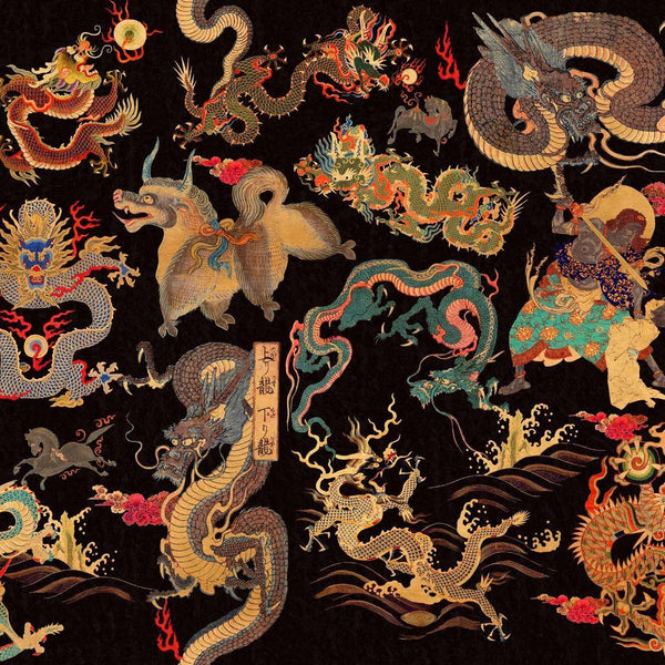 Dragons of Tibet-behang-Mind the Gap-Zwart/Rood/Goud-300 cm (standaard)-WP20425-Selected Wallpapers
