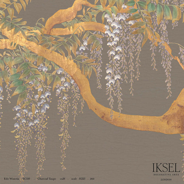 Edo Wisteria-behang-Iksel-Charcoal Taupe-225 cm-SC110_CS26-Selected Wallpapers