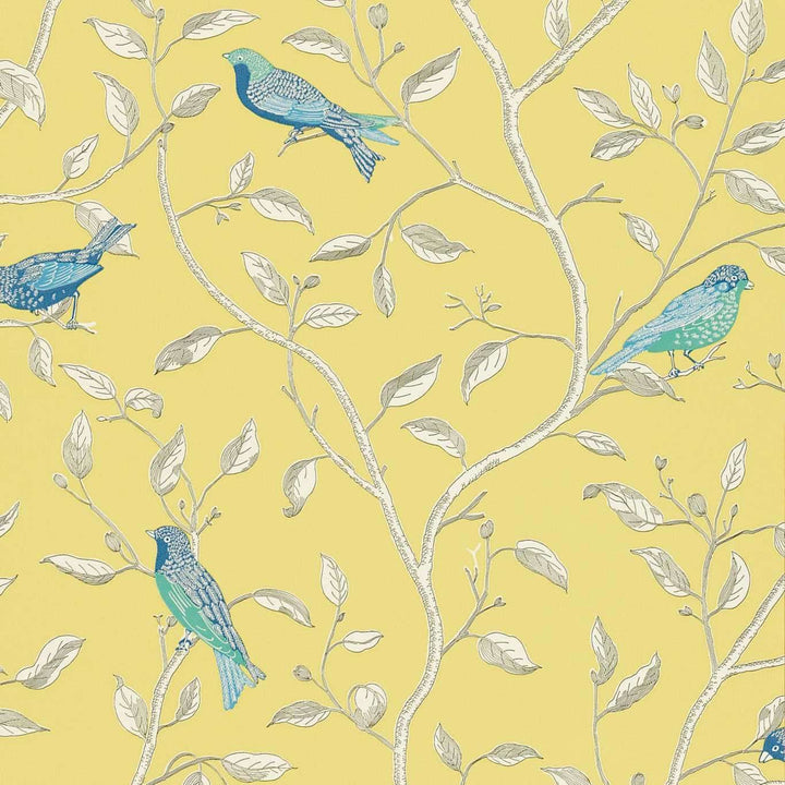 Finches-behang-Tapete-Sanderson-Yellow-Rol-DOPWFI101-Selected Wallpapers