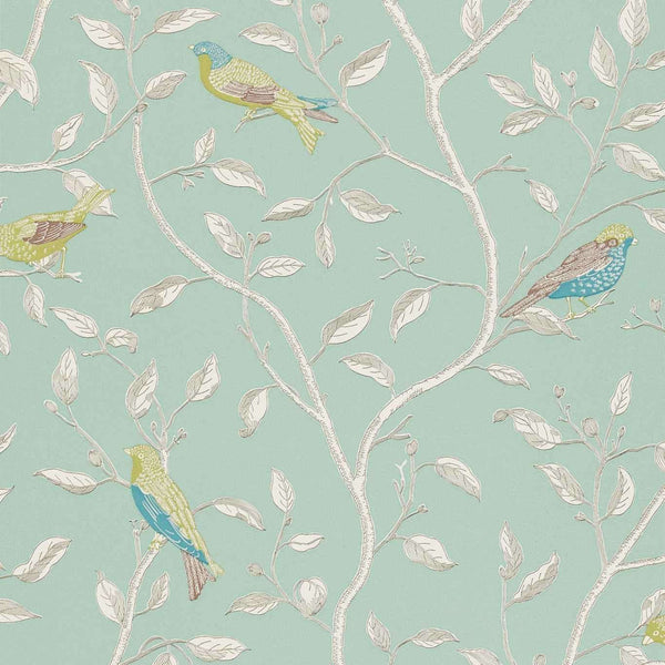 Finches-wallpaper-Sanderson-Duck Egg-Roll-DOPWFI103-Selected Wallpapers