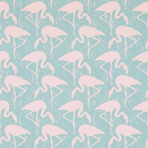 Flamingos-wallpaper-Sanderson-Turquoise Pink-Roll-214569-Selected Wallpapers