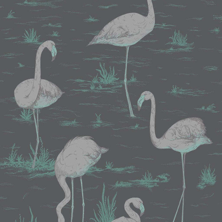 Flamingos-behang-Tapete-Cole & Son-Charcoal-Rol-95/8048-Selected Wallpapers