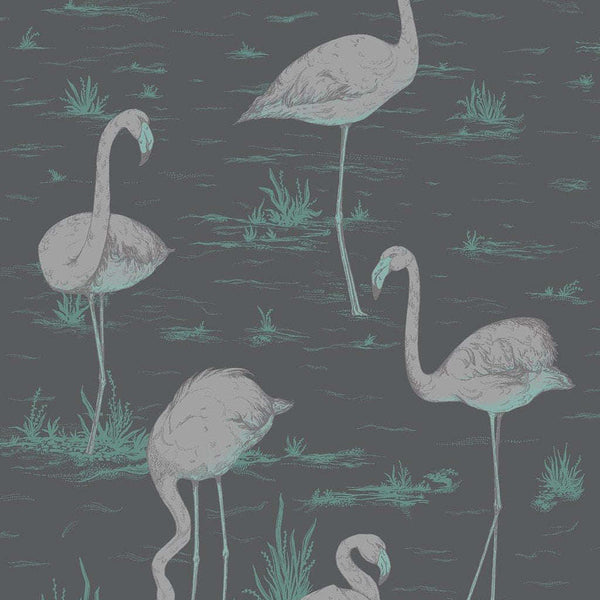 Flamingos-behang-Cole & Son-Charcoal-Rol-95/8048-Selected Wallpapers