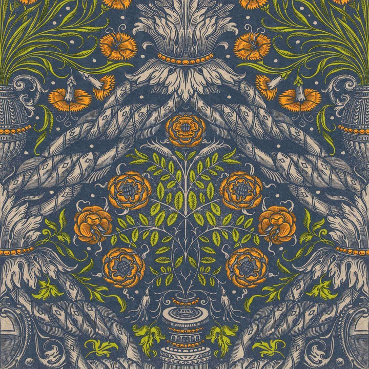 Floral Ornament-behang-Tapete-Mind the Gap-Oranje-300 cm (standaard)-WP20453-Selected Wallpapers