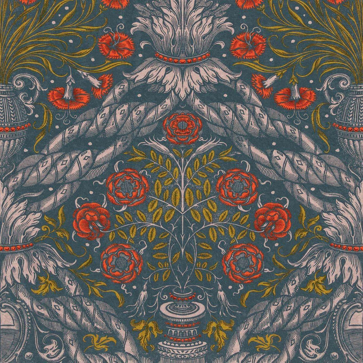 Floral Ornament-behang-Tapete-Mind the Gap-Rood-300 cm (standaard)-WP20471-Selected Wallpapers