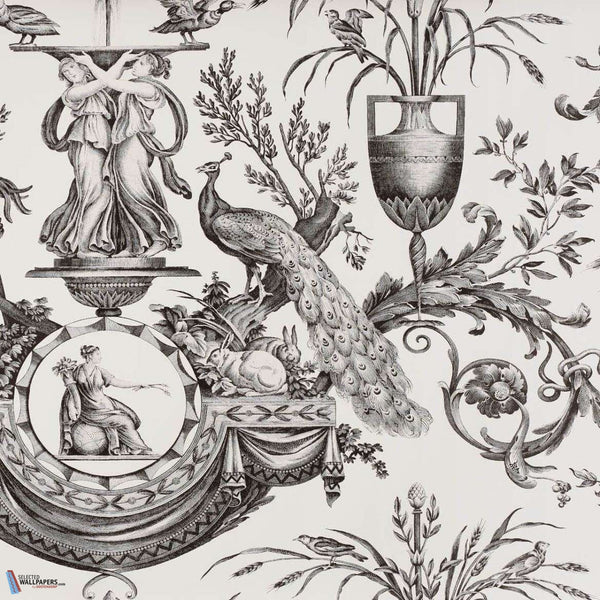 Fontaine et animaux-behang-Pierre Frey-Noir/Blanc-Meter (M1)-FP567001-Selected Wallpapers
