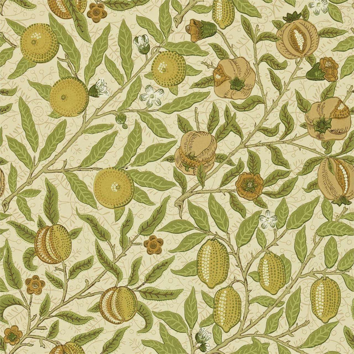 Fruit-behang-Tapete-Morris & Co-Lime Green/Tan-Rol-210427-Selected Wallpapers