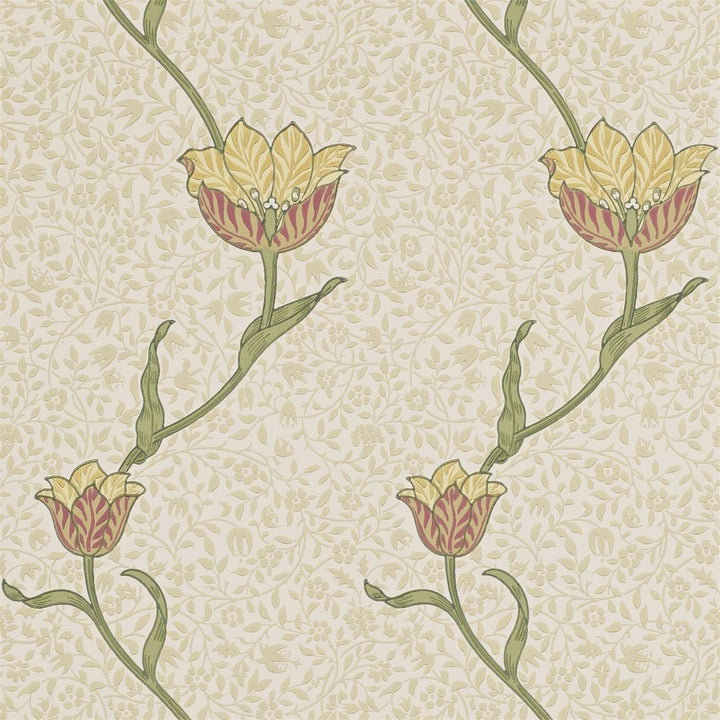 Garden Tulip-behang-Tapete-Morris & Co-Russet/Lichen-Rol-210392-Selected Wallpapers