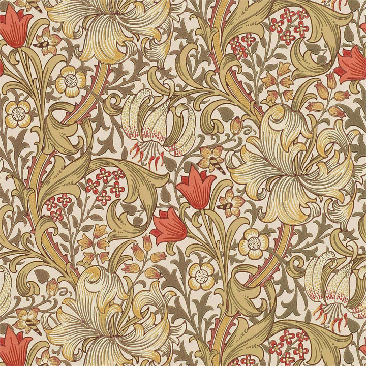 Golden Lily-behang-Tapete-Morris & Co-Biscuit/Brick-Rol-210400-Selected Wallpapers