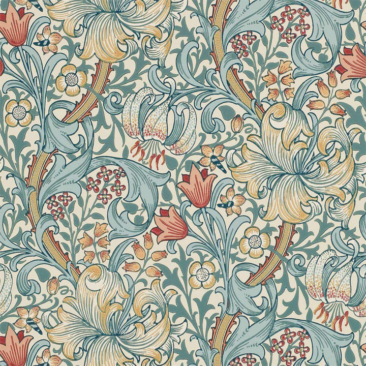 Golden Lily-behang-Tapete-Morris & Co-Slate/Manilla-Rol-210401-Selected Wallpapers