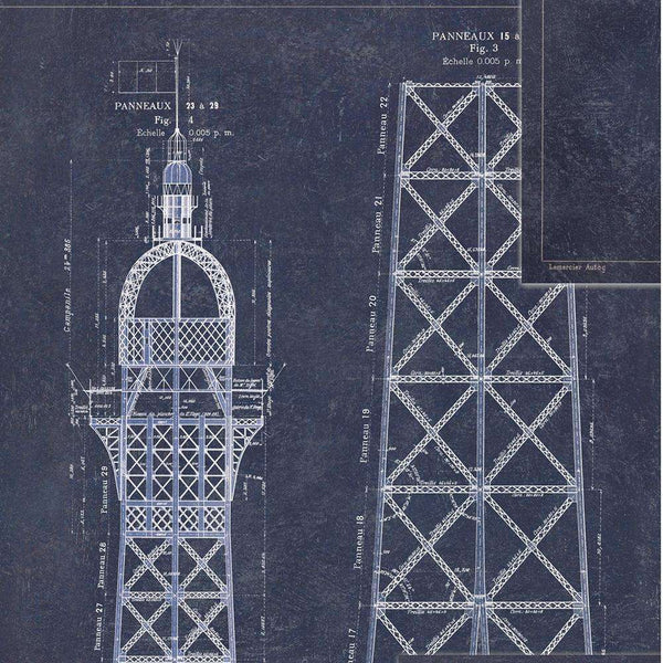 Grand Eiffel-Tapete-Mind the Gap-Blauw-300 cm (standaard)-WP20219-Selected Wallpapers