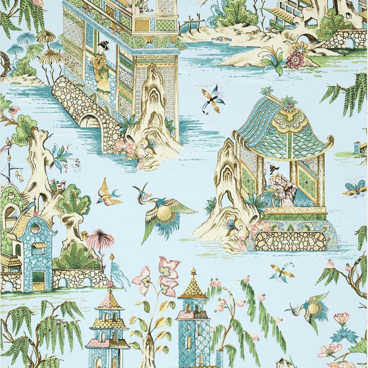 Grand Palace-Behang-Tapete-Thibaut-Spa Blue-Rol-T13615-Selected Wallpapers