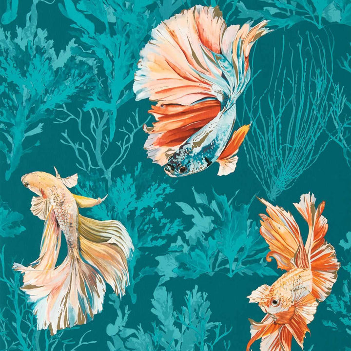 Halfmoon-behang-Tapete-Harlequin-Azurite/Coral-Rol-112767-Selected Wallpapers