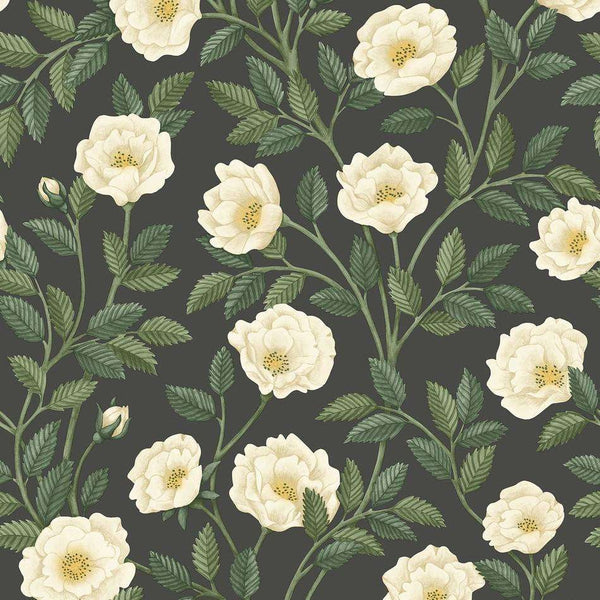 Hampton Roses-behang-Cole & Son-Cream & Forest Green-Rol-118/7016-Selected Wallpapers