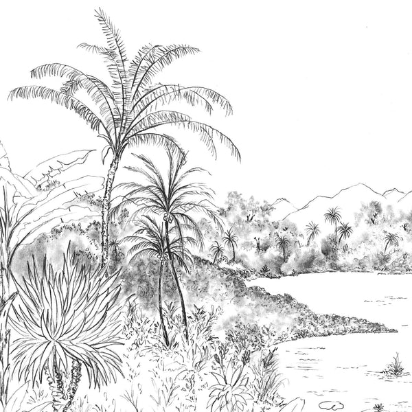 Hanalei-Tapete-Les Dominotiers-Black-Non Woven 70 cm-DOM502-Selected Wallpapers