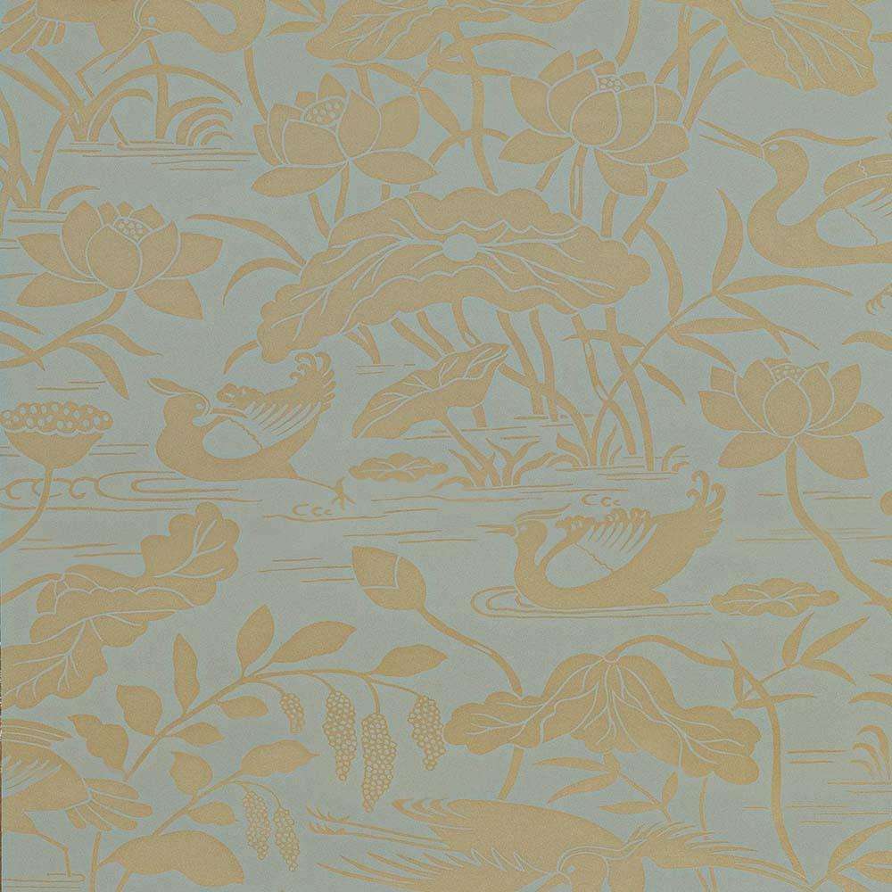 Heron & Lotus Flower-behang-Tapete-GP&J Baker-Eucalyptus-Rol-BW45089.5-Selected Wallpapers
