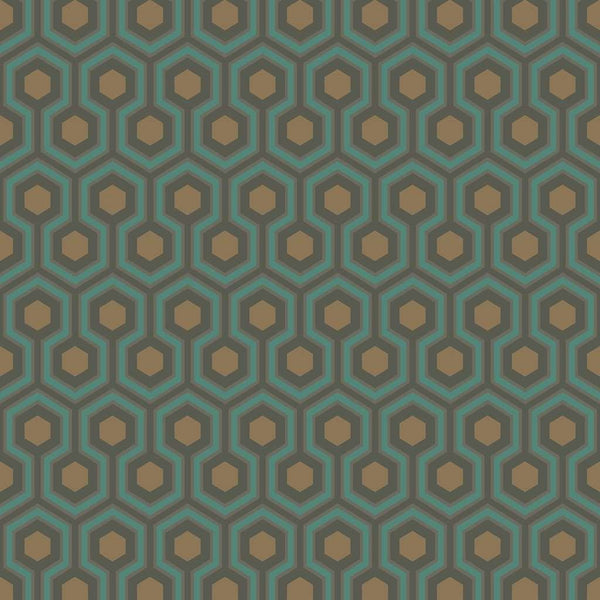 Hicks' Hexagon-behang-Cole & Son-Teal-Rol-95/3018-Selected Wallpapers