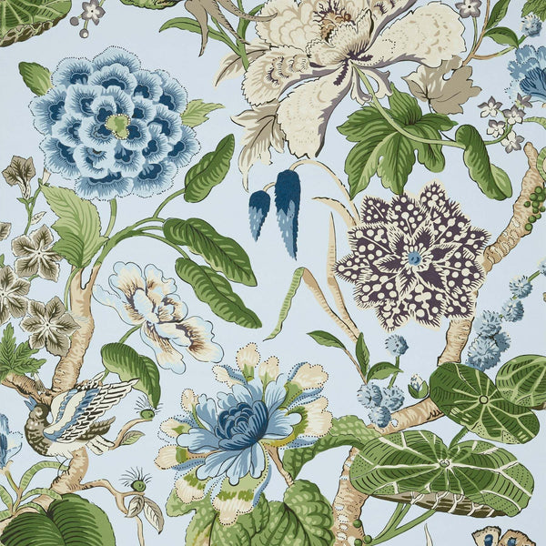 Hill Garden-Behang-Thibaut-Spa Blue-Rol-T13654-Selected Wallpapers