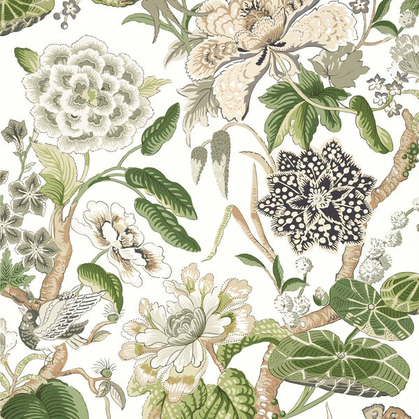 Hill Garden-Behang-Thibaut-White and Green-Rol-T13656-Selected Wallpapers