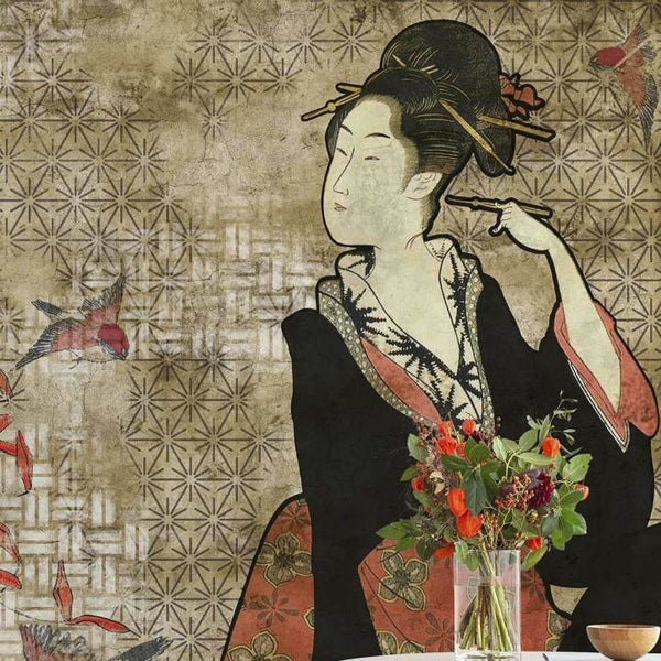 Hiroshi Tsunoda - Geisha Graffiti-Behang-Tapete-Coordonne-Selected Wallpapers
