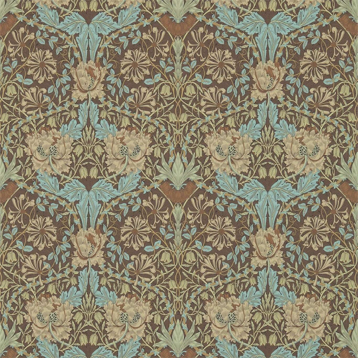 Honeysuckle and Tulip-behang-Tapete-Morris & Co-Taupe/Aqua-Rol-214702-Selected Wallpapers