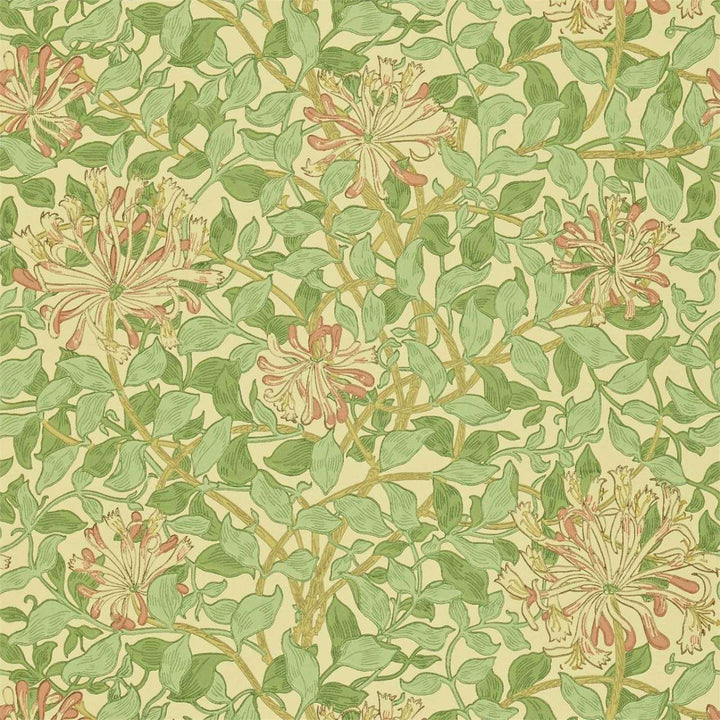 Honeysuckle-behang-Tapete-Morris & Co-Green/Beige/Pink-Rol-210435-Selected Wallpapers