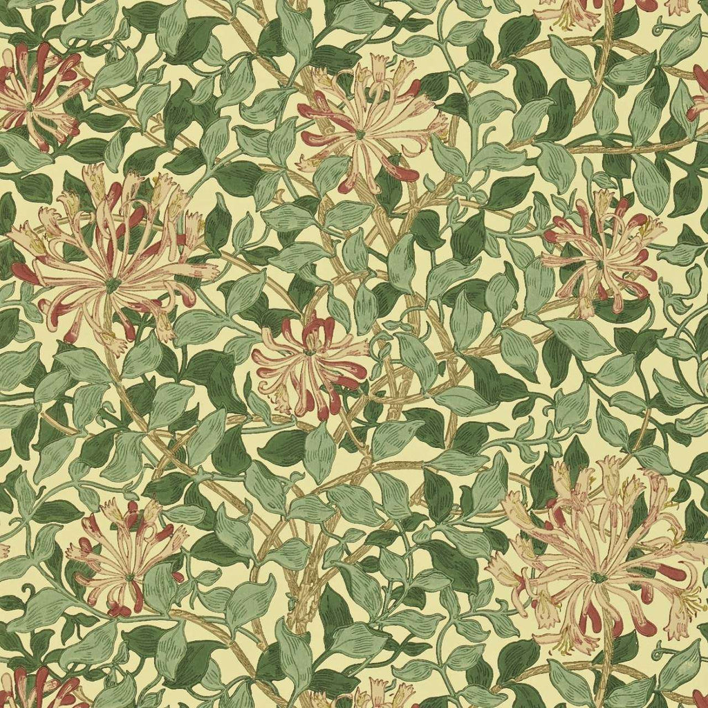 Honeysuckle-behang-Tapete-Morris & Co-Green/Coral/Pink-Rol-210436-Selected Wallpapers