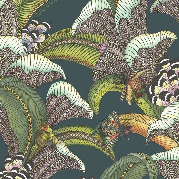 Hoopoe Leaves-Behang-Tapete-Cole & Son-Dark Viridian-Rol-119/1007-Selected Wallpapers