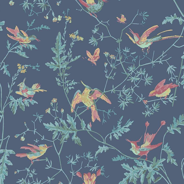 Hummingbirds-Behang-Tapete-Cole & Son-Multi Petrol-Rol-100/14068-Selected Wallpapers