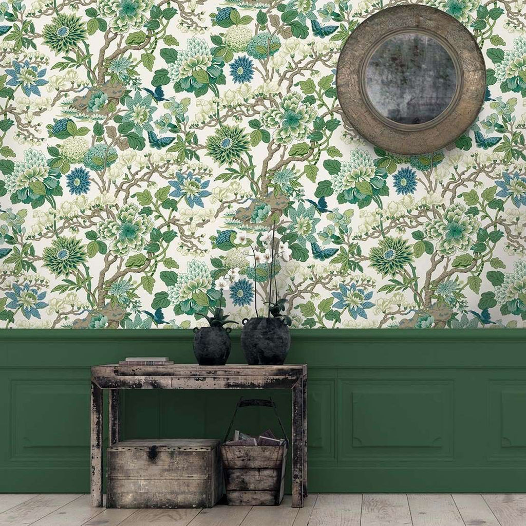 Hydrangea Bird-behang-Tapete-GP&J Baker-Selected Wallpapers