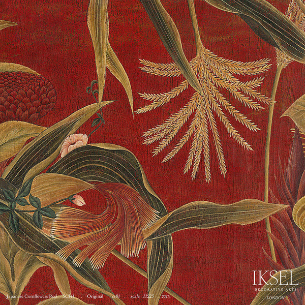 Japanese Cornflowers Red-Behang-Iksel-Red-225 cm-SC141_CS01-Selected Wallpapers