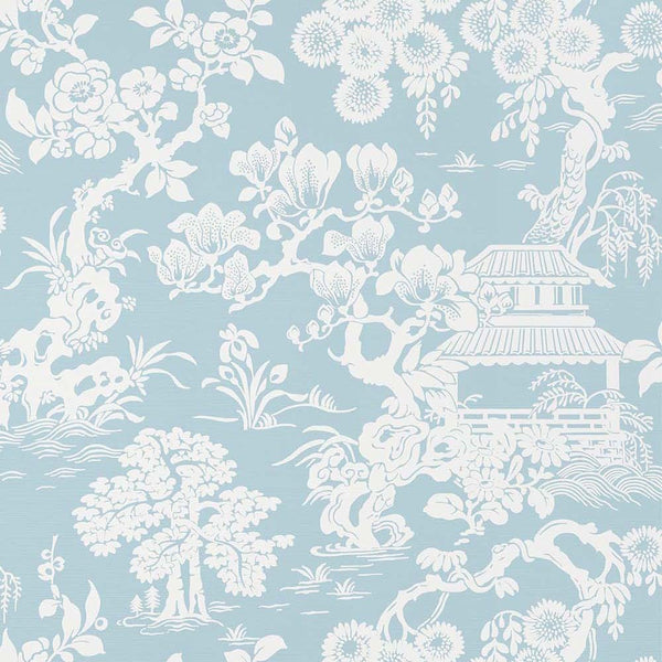 Japanese Garden-Wallpaper-Thibaut-Spa Blue-Roll-T13302-Selected Wallpapers