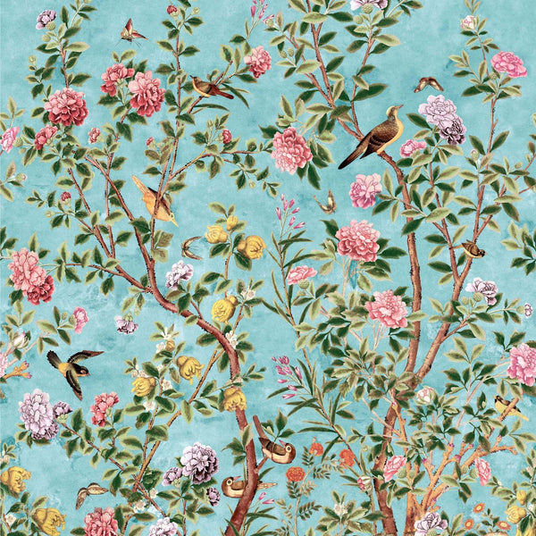Jardin Bloom Mural-Behang-Thibaut-Turquoise-Set-TM13668-Selected Wallpapers