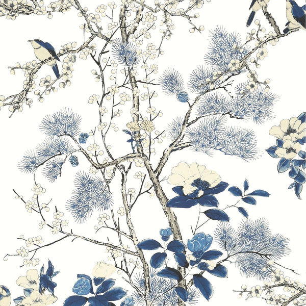 Katsura-Wallpaper-Thibaut-Blue and White-Roll-T13619-Selected Wallpapers