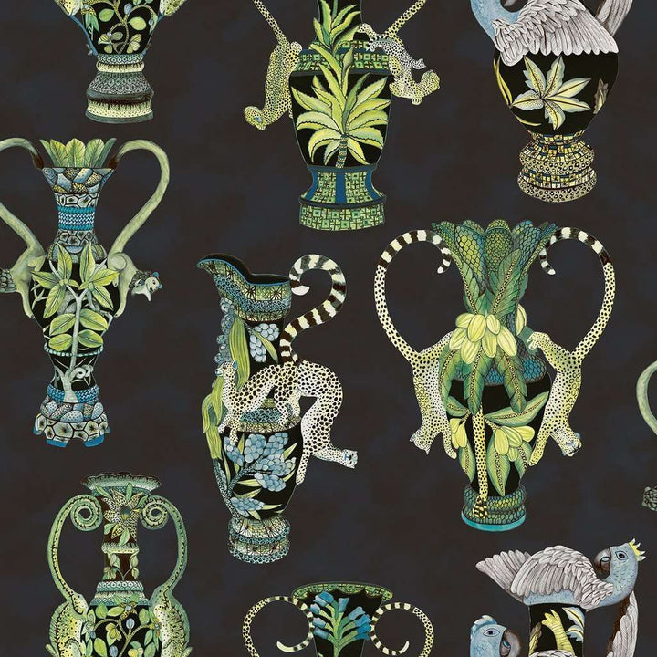 Khulu Vases-Behang-Tapete-Cole & Son-Multi Greens & Blue-Rol-109/12058-Selected Wallpapers