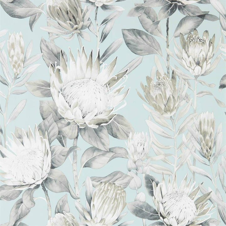 King Protea-behang-Tapete-Sanderson-Aqua/Linen-Rol-216645-Selected Wallpapers