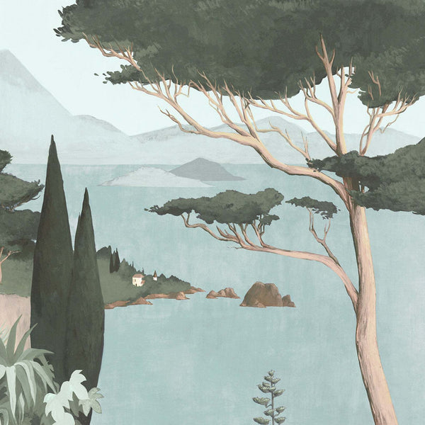 Lago di Garda-behang-Les Dominotiers-Green-Non Woven 70 cm-DOM516-Selected Wallpapers